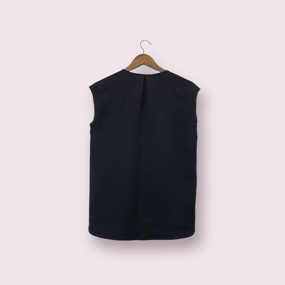 J. Crew Honeycomb Cap Sleeve Black Blouse - Picture 2 of 2